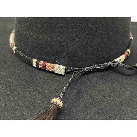 Stetson Crushable Wool Felt Outback Cowboy Hat Size S Black Woven Band Silver - Picture 7 of 13